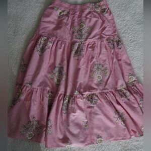 LC Lauren Conrad Pink Floral A-Line Skirt